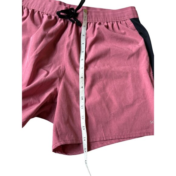 Skora Pacer Shorts 5 Inch Mens M Quick Dry Athletic Shorts Red Moscato Chambray - Picture 10 of 16